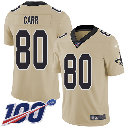 Men New Orleans Saints Limited Gold Austin Carr Jersey NFL Football #80 100th Season Inverted Legend Jersey->new orleans saints->NFL Jersey